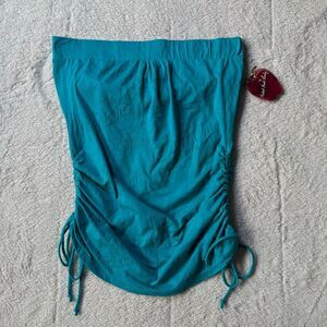 NWT Apple Bottoms Teal Logo Ruched Tube Top – Y2K Mall Baddie